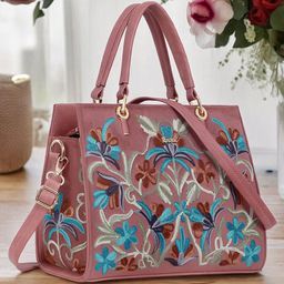 Exotic Floral Embellished PU Structured Handheld Bag-21