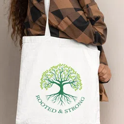 Doodle White Rooted and Strong Printed Structured Tote Bag-10