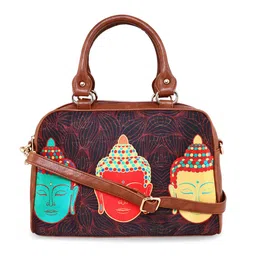 Sabhyata Brown Ethnic Motifs Printed Structured Handheld Bag-3