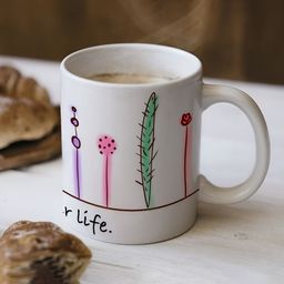 nestroots White & Green Printed Stoneware Glossy Mug 350 ml-18