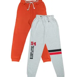 Todd N Teen Boys Rust & Grey Pack Of 2 Typography Printed Cotton Joggers-image-27