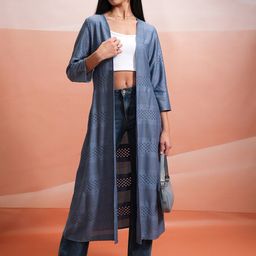 Tokyo Talkies Self Design Longline Open Front Shrug-3