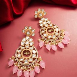 aadita Gold-Plated Kundan-Studded & Pearl Beaded Chandbalis-11
