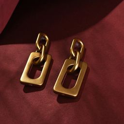 SOHI Gold-Plated Contemporary Drop Earrings image 3