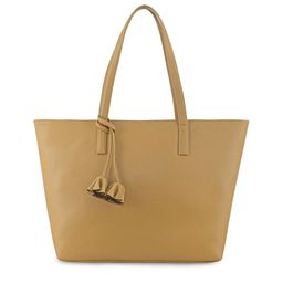 Toteteca Mustard Brown Textured Structured Shoulder Bag With Tasseled Detail-16
