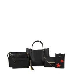 Bagsy Malone Set of 5 Black PU Tote Bag-21