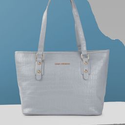 Lino Perros Blue Croc Textured Shoulder Bag-image-65