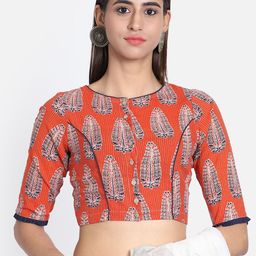 THE WEAVE TRAVELLER Printed Cotton Saree Blouse-image-66