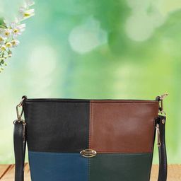 Lancer Women Colourblocked Structured Leather Sling Bag-8