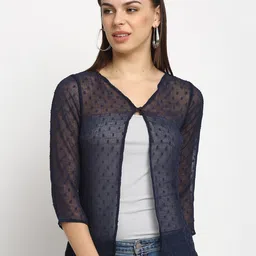 Rute Women Cotton Self Design Open Front Shrug-16