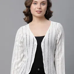 UnaOne Self Design Embroidered Pure Cotton Shrug-58