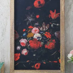 The Decor Mart Blue & Red Moody Floral Canvas Painting Framed Wall Art-image-41