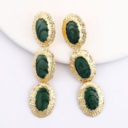 Bellofox Gold Plated Green Contemporary Drop Earrings-image-88