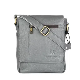 WildHorn Men Grey Leather Messenger Bag-image-105