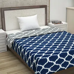 Divine Casa Navy Blue & Grey Abstract Mild Winter 110 GSM Reversible Single Bed Comforter-image-17