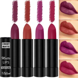 ForSure Set of 4 Cremy Matte Long Lasting & Lightweight Lipstick - Shades 52-55-58-84-47