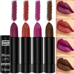 ForSure Set of 4 Cremy Matte Long Lasting & Lightweight Lipstick - Shades 52-55-58-67-10