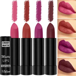ForSure Set Of 4 Cremy Matte Long Lasting & Lightweight Lipstick - Shades 55-58-60-95-36