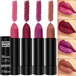 ForSure Set of 4 Cremy Matte Long Lasting & Lightweight Lipstick - Shades 58-60-62-87-33