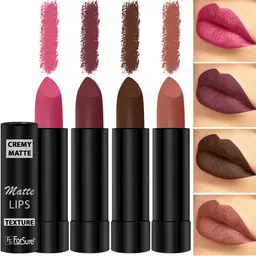 ForSure Set of 4 Cremy Matte Long Lasting & Lightweight Lipstick - Shades 60-62-67-80-46