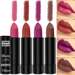 ForSure Set of 4 Cremy Matte Long Lasting & Lightweight Lipstick - Shades 55-58-60-111-27