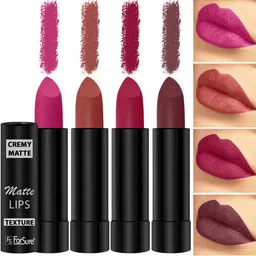ForSure Set of 4 Cremy Matte Long Lasting & Lightweight Lipstick - Shades 71-73-80-84-34