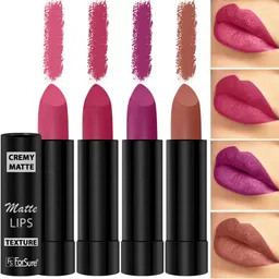 ForSure Set Of 4 Cremy Matte Long Lasting & Lightweight Lipstick - Shades 58-60-62-92-37