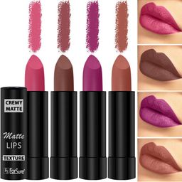 ForSure Set Of 4 Cremy Matte Long Lasting & Lightweight Lipstick - Shades 58-60-62-111-49