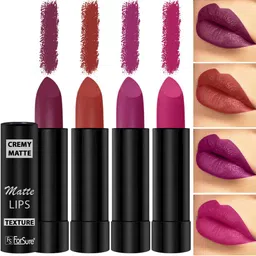 ForSure Set of 4 Cremy Matte Long Lasting & Lightweight Lipstick - Shades 52-55-58-71-14