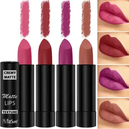 ForSure Set of 4 Cremy Matte Long Lasting & Lightweight Lipstick - Shades 58-60-62-86-41