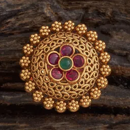 Kushal's Fashion Jewellery Gold-Plated Ruby-Studded Adjustable Finger Ring-29