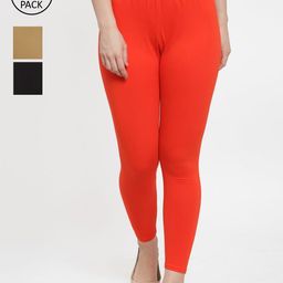 GRACIT Women Pack Of 3 Solid Ankle-Length Leggings-image-90