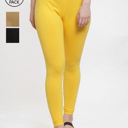 GRACIT Women Pack Of 3 Solid Ankle-Length Leggings-image-88