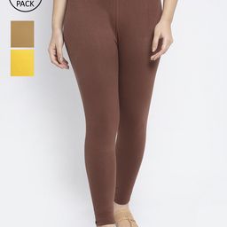 GRACIT Women Pack Of 3 Solid Ankle-Length Leggings-image-79