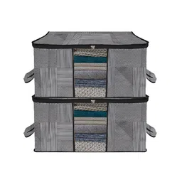 Kuber Industries Grey 2-Pcs Printed Large Underbed Storage Bag-image-7