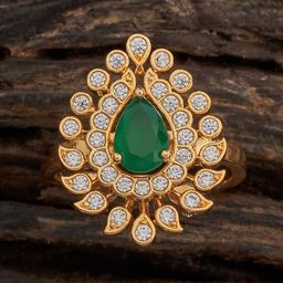 Kushal's Fashion Jewellery Gold-Plated Cubic Zirconia-Studded Ring-image-53