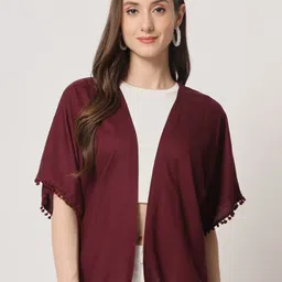 Trend Arrest Women Open Front Pom Pom Shrug-16