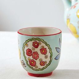 Chumbak Teal & White Hibiscus Bloom Printed Ceramic Matte Tumbler - 150 ML-image-20