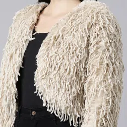 SHOWOFF Self Design Acrylic Crop Open Front Shrug image 2