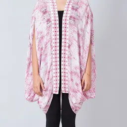 First Resort by Ramola Bachchan Open Front Printed Longline Shrug image 2