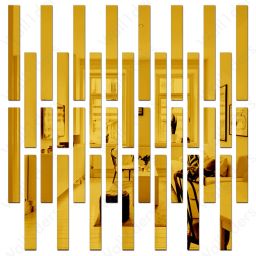 24 cm 30 Pcs Golden Acrylic Mirror Wall Stickers Striped Design Mirror Art Tile Self Adhesive Sticker-image-9