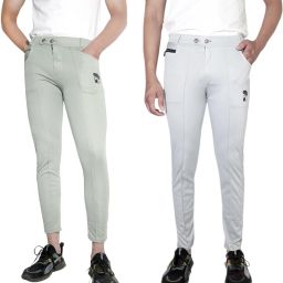 Pack of 2 Men Solid Grey, Multicolor Track Pants-image-71
