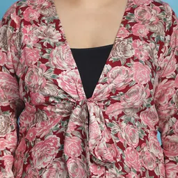 theRebelinme Plus Size Printed Longline Tie-Up Shrug image 4