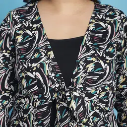 theRebelinme Plus Size Printed Longline Tie-Up Shrug image 3