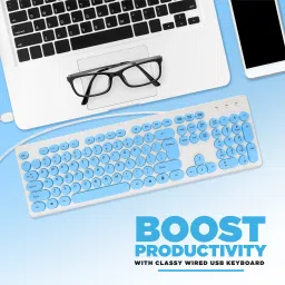 Intex Classy Wired USB Keyboard IT-KB335 White&Blue Wired USB Standard Multi-device Keyboard Compatible with Desktop, Laptop, Mac image 3