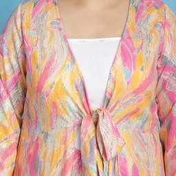 theRebelinme Plus Size Printed Longline Tie-Up Shrug image 3