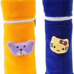 Plush Baby Zip Feeding Bottle Cover with Animated Cartoon Design (125-250 ML)-17