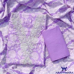 Unstitched Pure Cotton Chudidar Fabric Self Design-image-40