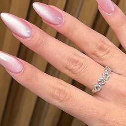 sparkling nailon luxury handmade cat eye Stick on Nails l Extenstion for women l Reusable Artificial Fake Nail I Reusable & Unbreakable l Easy To Use Press on Nails with Kit Pack of 14 image 4