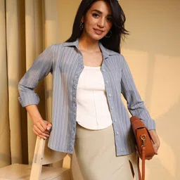 pinacolada Women Regular Fit Self Design, Solid Spread Collar Casual Shirt-picture-47